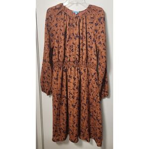 Draper James RSVP Smocked Waist Midi Dress‎ Long Sleeve Lined XL Cottagecore